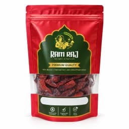 Whole Kashmiri red chillies in Ram Raj branded pouch
