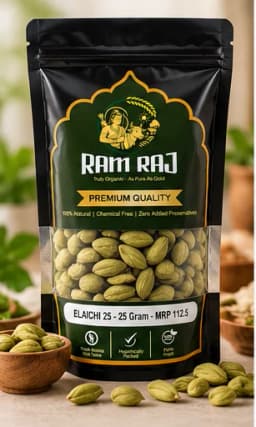 Ramraj Organic Elaichi — pouch with ingredient