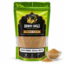 Ramraj Organic Dhaniya Powder — pouch with ingredient