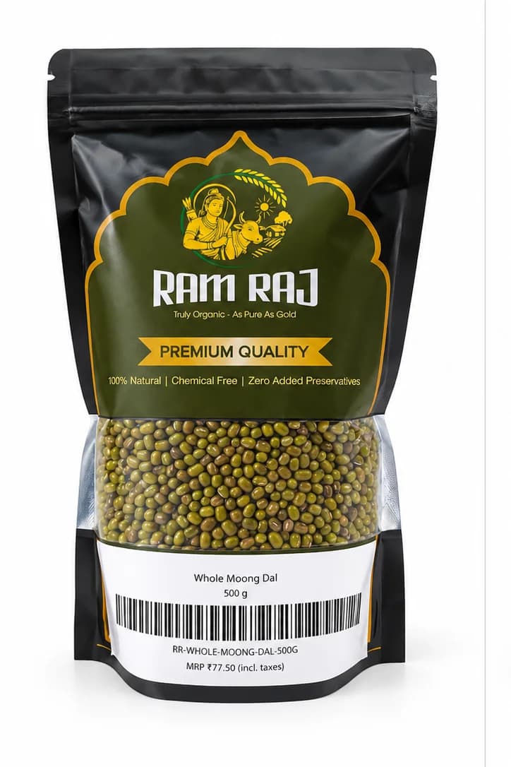 Ramraj Organic Whole Moong Dal — pouch