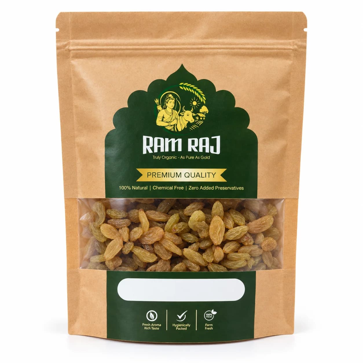 Golden raisins (Kismis) in Ram Raj branded pouch